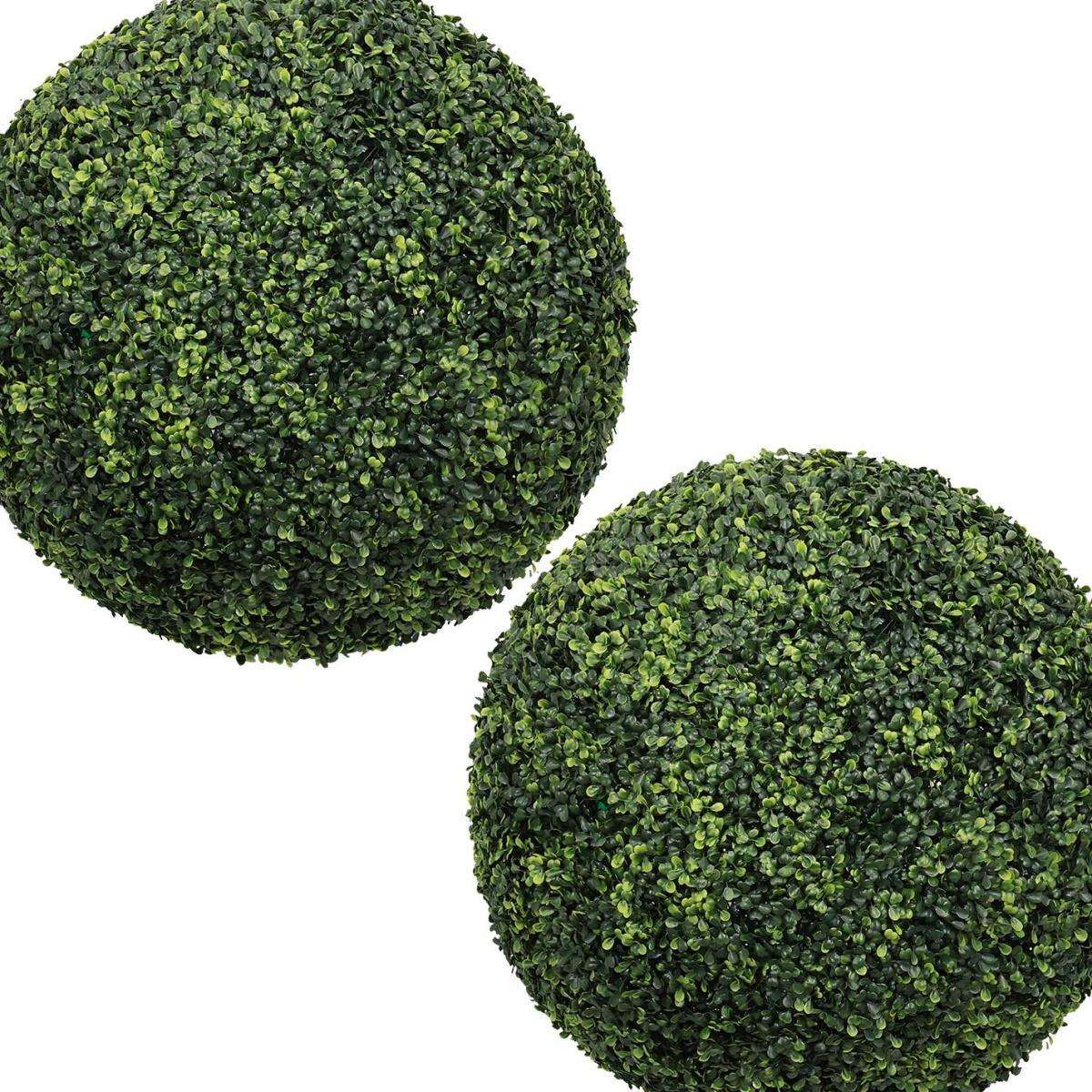 Set of Two 22" Dark Green Artificial Boxwood Tree - HomeRoots - Flyclothing LLC
