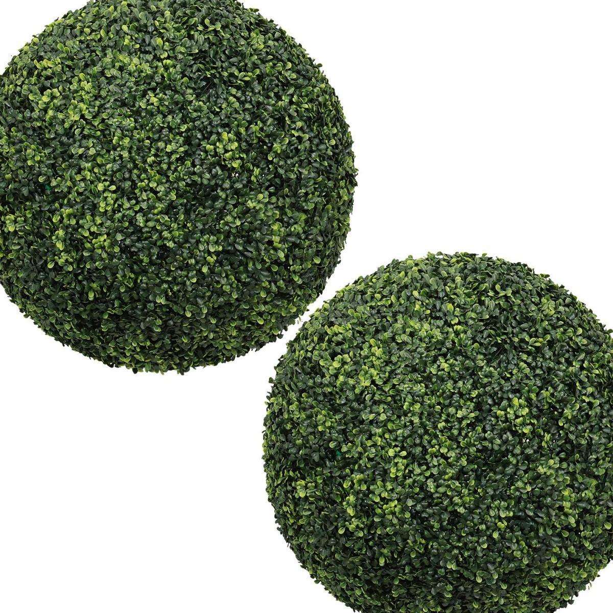 Set of Two 22" Dark Green Artificial Boxwood Tree - HomeRoots - Flyclothing LLC