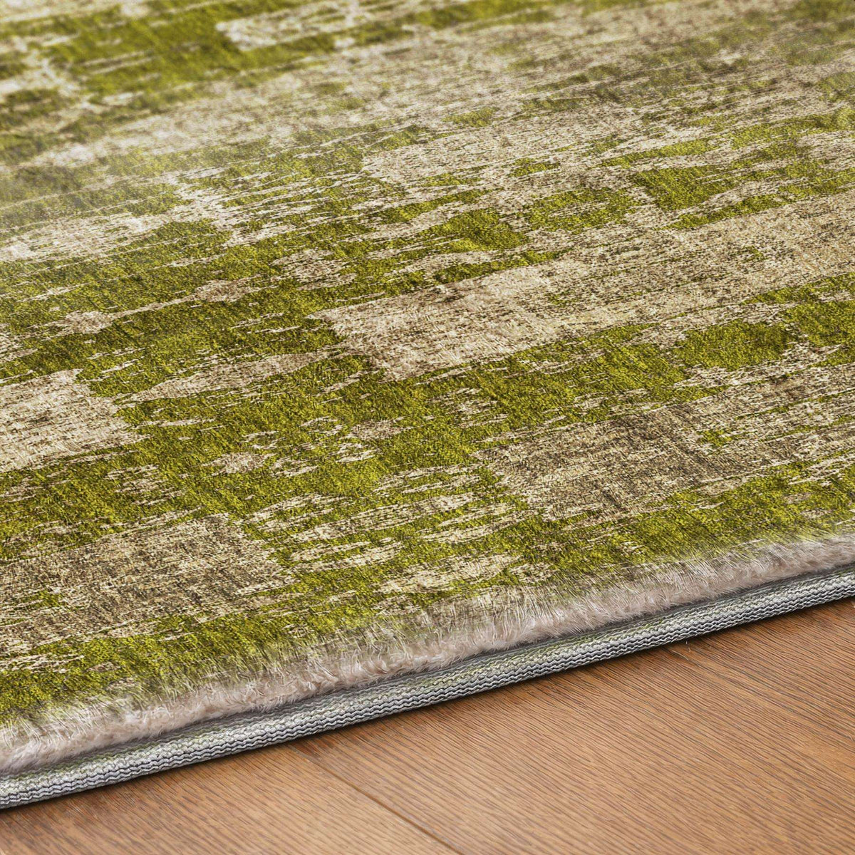 5' X 8' Olive Green And Taupe Moroccan Shag Washable Area Rug With UV Protection - HomeRoots - Flyclothing LLC