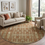 8' Orange And Taupe Moroccan Shag Washable Round Rug With UV Protection - HomeRoots - Flyclothing LLC