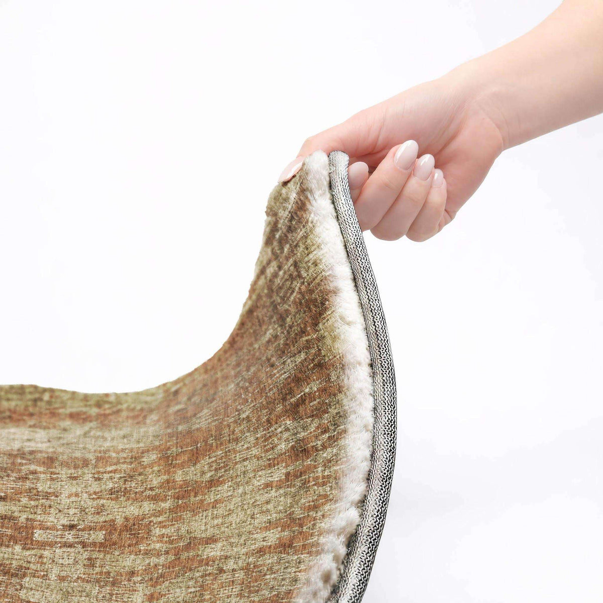 8' Orange And Taupe Moroccan Shag Washable Round Rug With UV Protection - HomeRoots - Flyclothing LLC