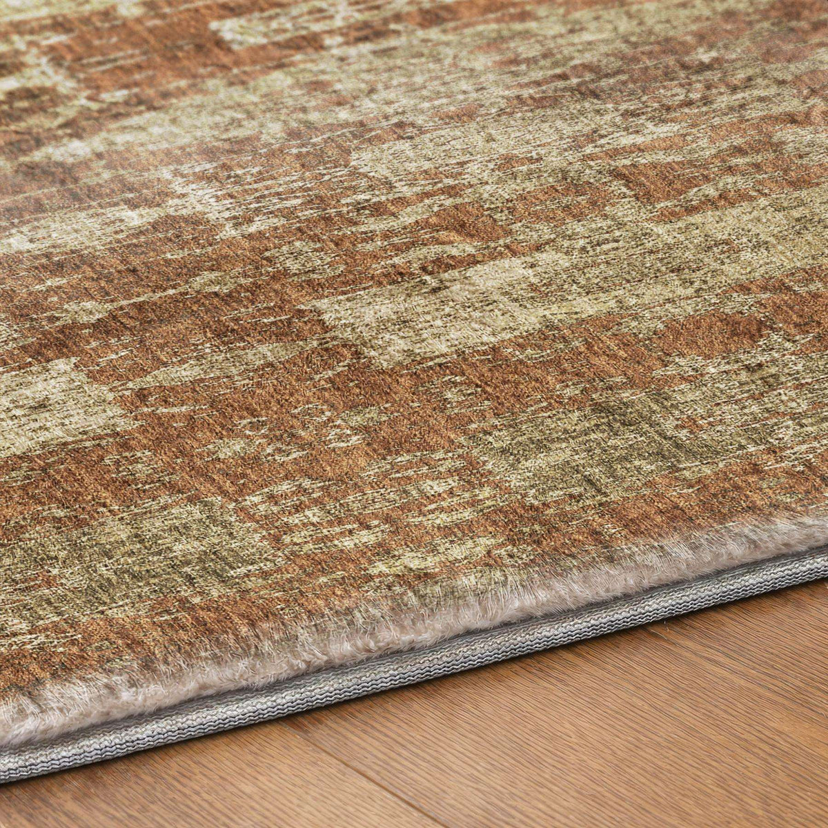 8' Orange And Taupe Moroccan Shag Washable Round Rug With UV Protection - HomeRoots - Flyclothing LLC