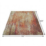 5' X 8' Orange And Beige Striped Shag Washable Area Rug With UV Protection - HomeRoots - Flyclothing LLC