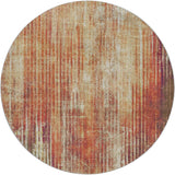 8' Orange And Beige Striped Shag Washable Round Rug With UV Protection - HomeRoots - Flyclothing LLC