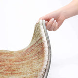 8' Orange And Beige Striped Shag Washable Round Rug With UV Protection - HomeRoots - Flyclothing LLC