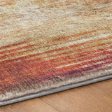 8' Orange And Beige Striped Shag Washable Round Rug With UV Protection - HomeRoots - Flyclothing LLC
