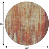 8' Orange And Beige Striped Shag Washable Round Rug With UV Protection - HomeRoots - Flyclothing LLC
