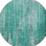 8' Teal And Aqua Striped Shag Washable Round Rug With UV Protection - HomeRoots - Flyclothing LLC