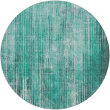8' Teal And Aqua Striped Shag Washable Round Rug With UV Protection - HomeRoots - Flyclothing LLC