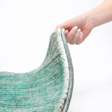 8' Teal And Aqua Striped Shag Washable Round Rug With UV Protection - HomeRoots - Flyclothing LLC