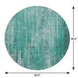 8' Teal And Aqua Striped Shag Washable Round Rug With UV Protection - HomeRoots - Flyclothing LLC