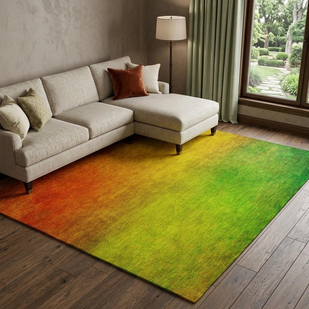 10' X 14' Terra Cotta And Gold Ombre Shag Washable Area Rug With UV Protection - HomeRoots - Flyclothing LLC