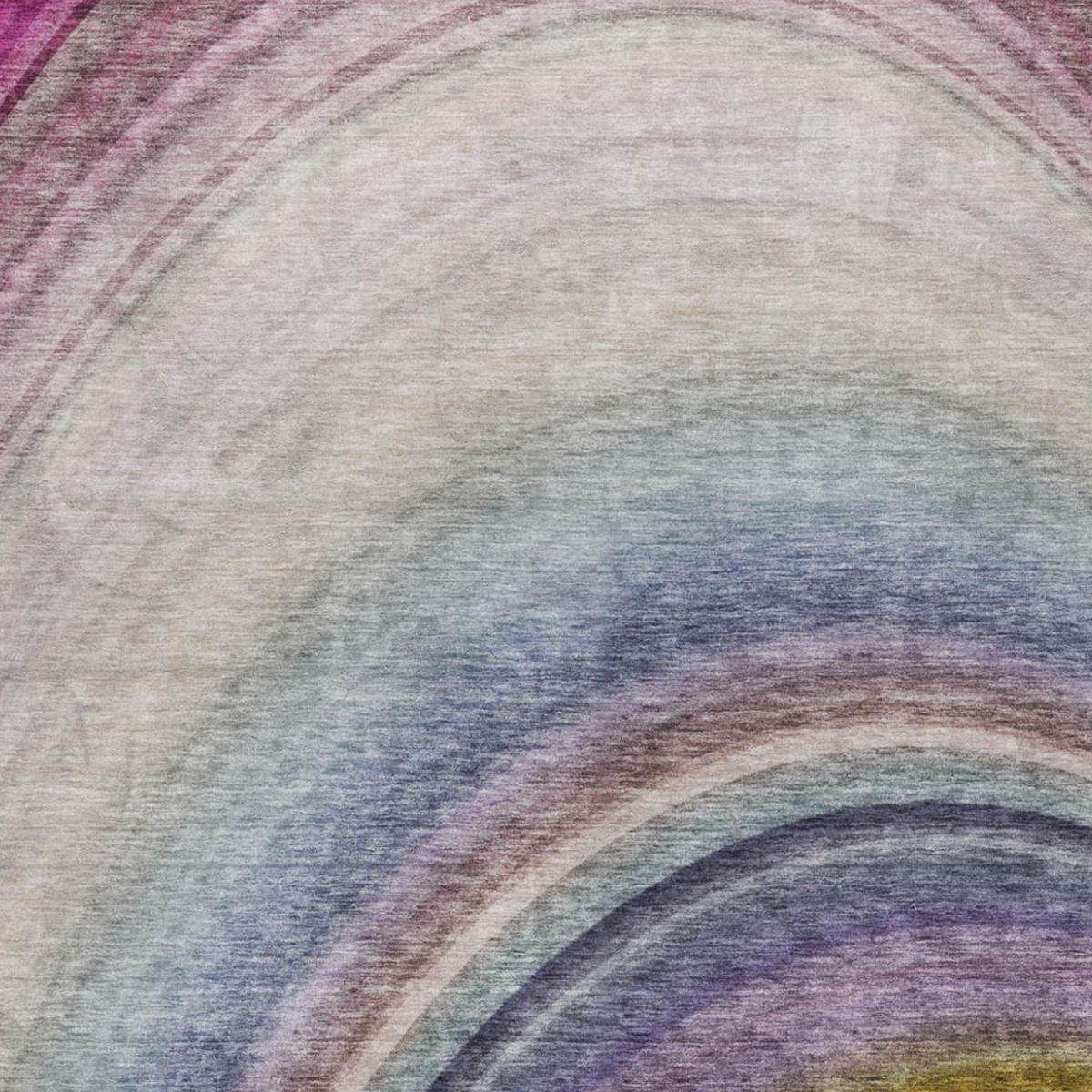 5' X 8' Beige And Purple Abstract Shag Washable Area Rug With UV Protection - HomeRoots - Flyclothing LLC