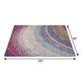 8' X 10' Beige And Purple Abstract Shag Washable Area Rug With UV Protection - HomeRoots - Flyclothing LLC