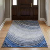 3' X 5' Blue And Denim Blue Abstract Shag Washable Area Rug With UV Protection - HomeRoots - Flyclothing LLC