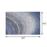 3' X 5' Blue And Denim Blue Abstract Shag Washable Area Rug With UV Protection - HomeRoots - Flyclothing LLC