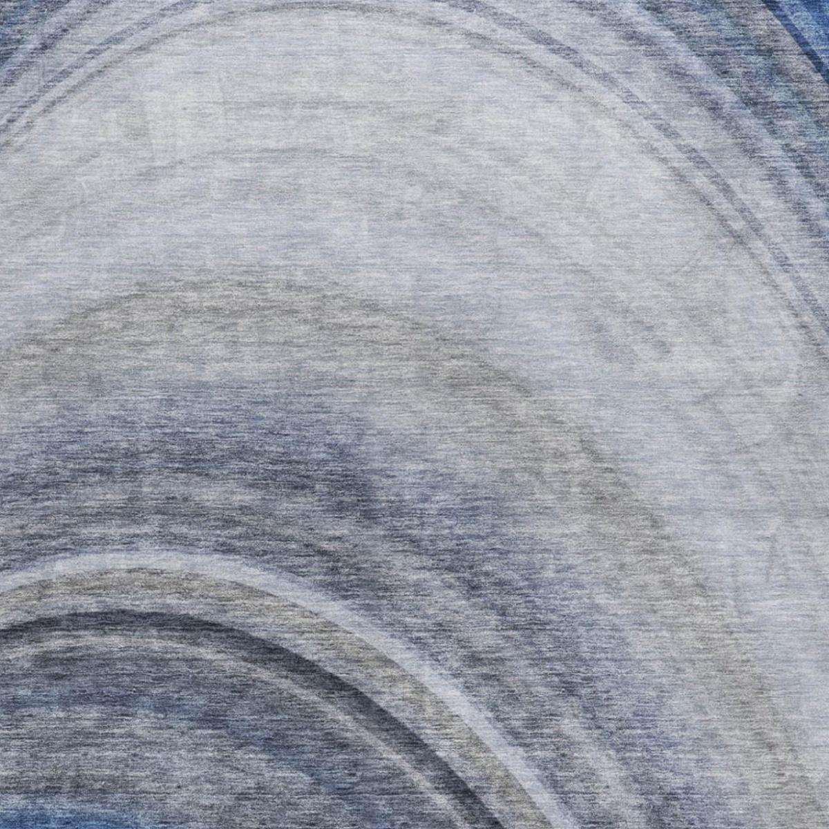 5' X 8' Blue And Denim Blue Abstract Shag Washable Area Rug With UV Protection - HomeRoots - Flyclothing LLC