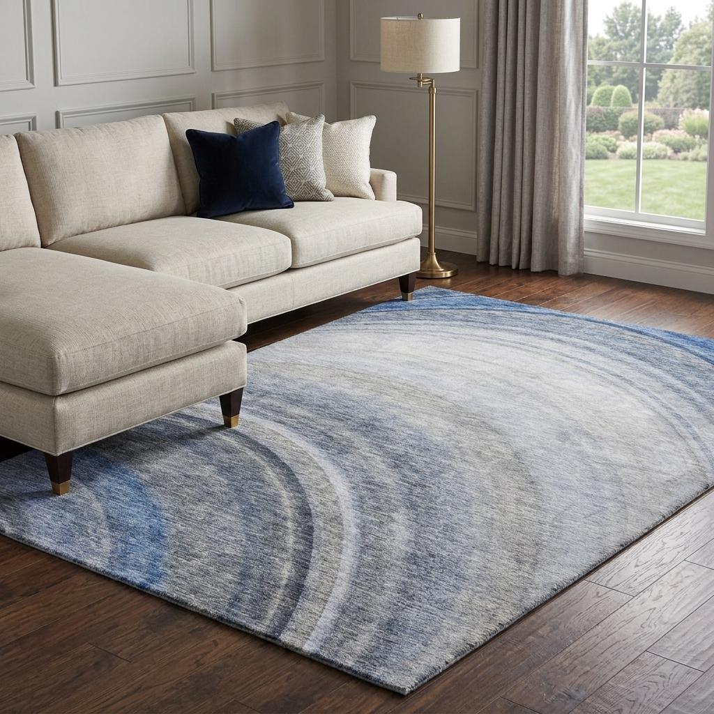 10' X 14' Blue And Denim Blue Abstract Shag Washable Area Rug With UV Protection - HomeRoots - Flyclothing LLC