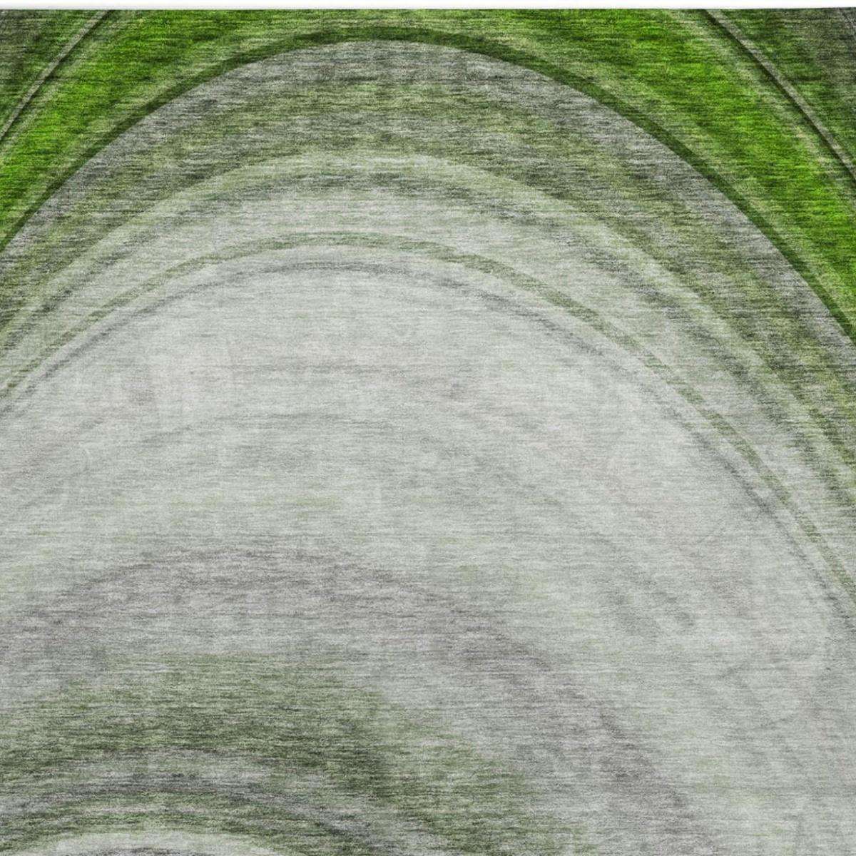 5' X 8' Green And Silver Abstract Shag Washable Area Rug With UV Protection - HomeRoots - Flyclothing LLC