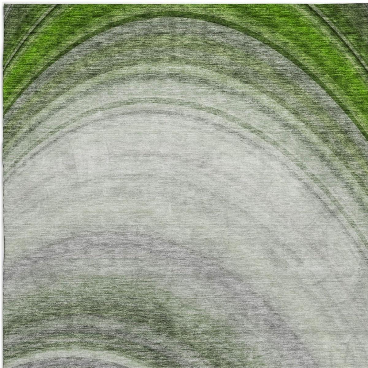 8' X 10' Green And Silver Abstract Shag Washable Area Rug With UV Protection - HomeRoots - Flyclothing LLC