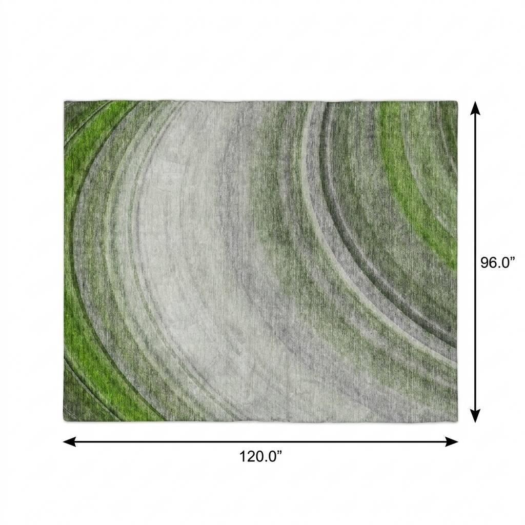 8' X 10' Green And Silver Abstract Shag Washable Area Rug With UV Protection - HomeRoots - Flyclothing LLC