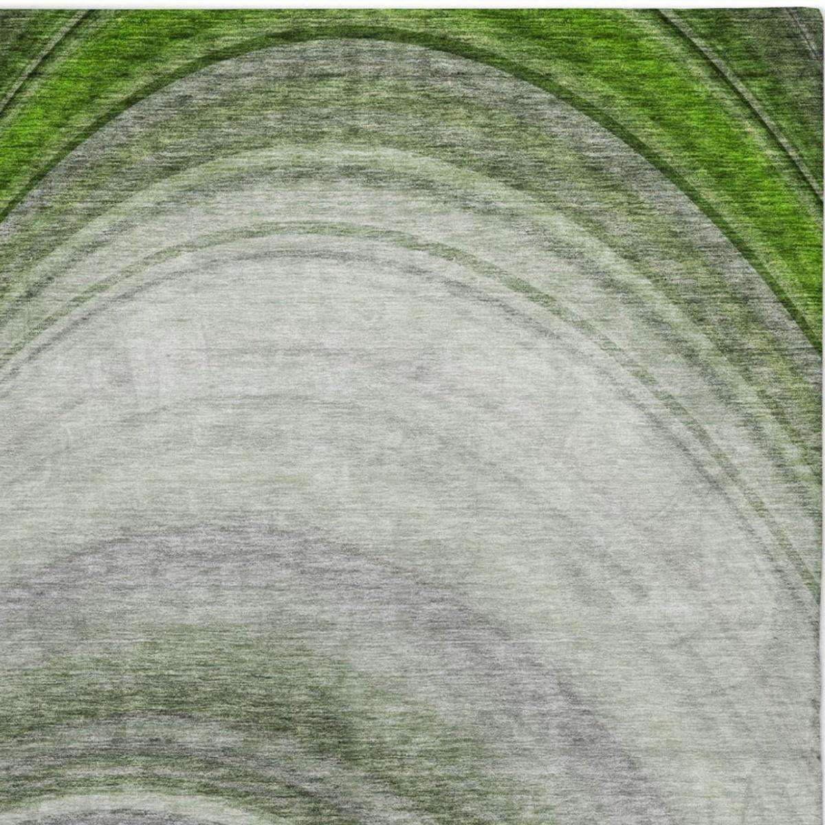 9' X 12' Green And Silver Abstract Shag Washable Area Rug With UV Protection - HomeRoots - Flyclothing LLC