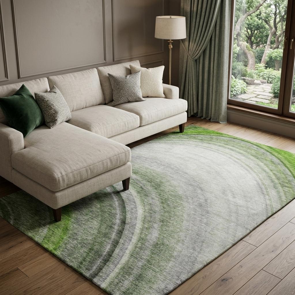 9' X 12' Green And Silver Abstract Shag Washable Area Rug With UV Protection - HomeRoots - Flyclothing LLC