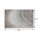 3' X 5' Gray And Silver Abstract Shag Washable Area Rug With UV Protection - HomeRoots - Flyclothing LLC