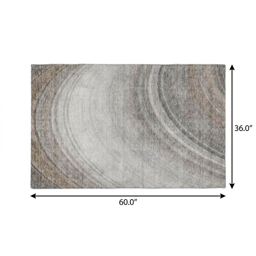 3' X 5' Gray And Silver Abstract Shag Washable Area Rug With UV Protection - HomeRoots - Flyclothing LLC