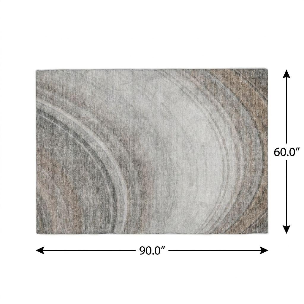 5' X 8' Gray And Silver Abstract Shag Washable Area Rug With UV Protection - HomeRoots - Flyclothing LLC
