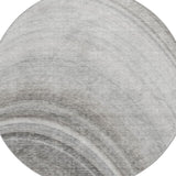 8' Gray And Silver Abstract Shag Washable Round Rug With UV Protection - HomeRoots - Flyclothing LLC