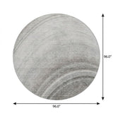 8' Gray And Silver Abstract Shag Washable Round Rug With UV Protection - HomeRoots - Flyclothing LLC