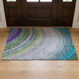 3' X 5' Teal And Green Abstract Shag Washable Area Rug With UV Protection - HomeRoots - Flyclothing LLC