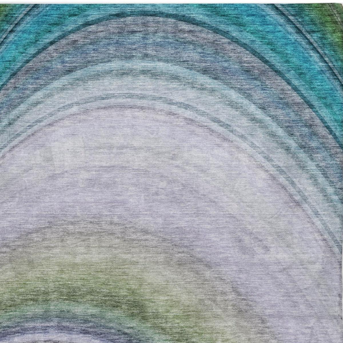 3' X 5' Teal And Green Abstract Shag Washable Area Rug With UV Protection - HomeRoots - Flyclothing LLC