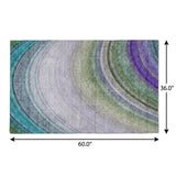 3' X 5' Teal And Green Abstract Shag Washable Area Rug With UV Protection - HomeRoots - Flyclothing LLC