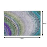 5' X 8' Teal And Green Abstract Shag Washable Area Rug With UV Protection - HomeRoots - Flyclothing LLC