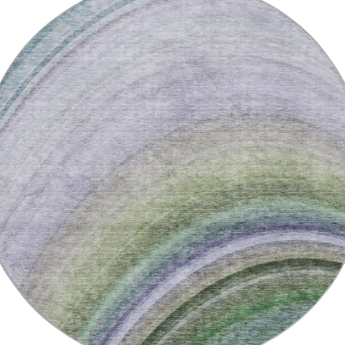 8' Teal And Green Abstract Shag Washable Round Rug With UV Protection - HomeRoots - Flyclothing LLC