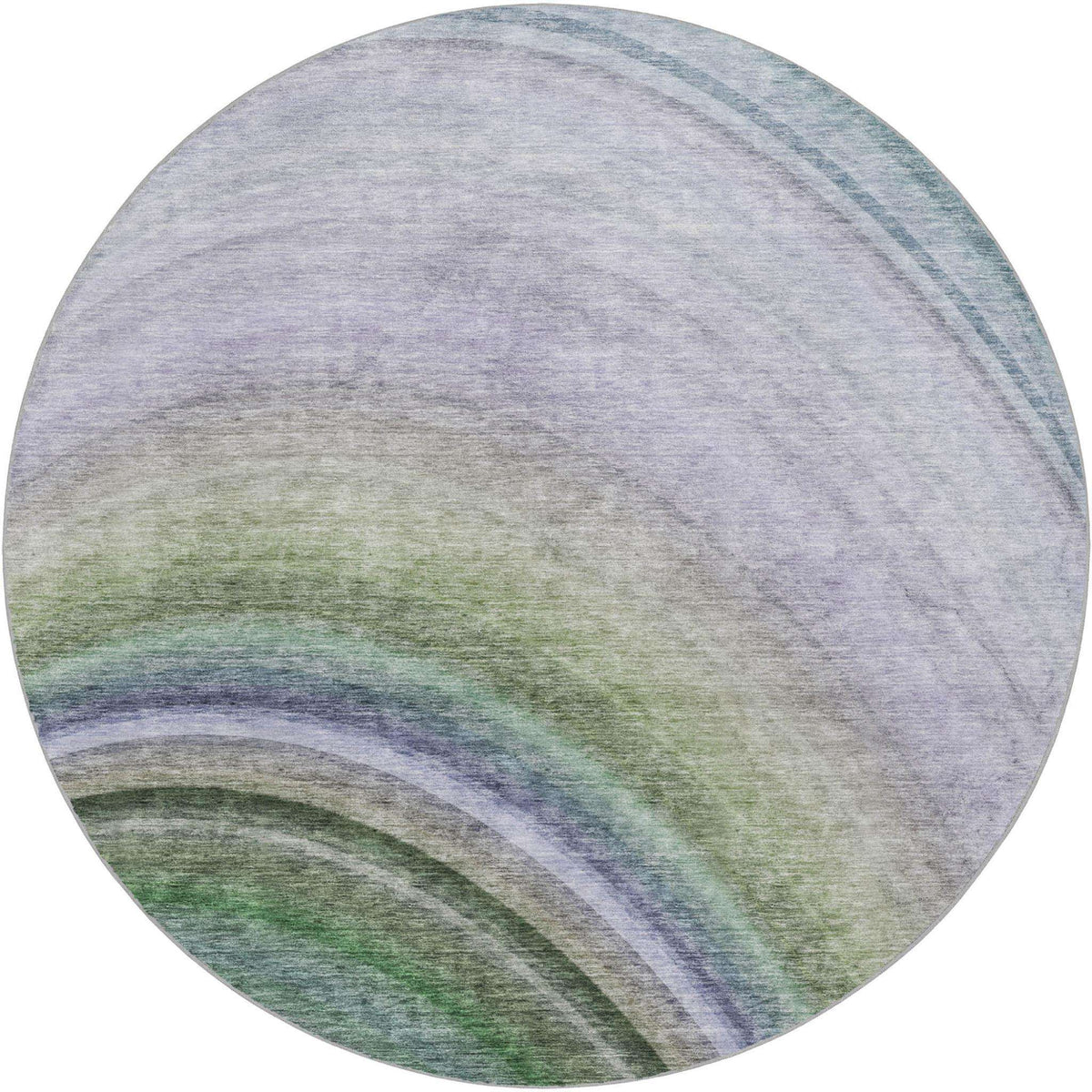 8' Teal And Green Abstract Shag Washable Round Rug With UV Protection - HomeRoots - Flyclothing LLC
