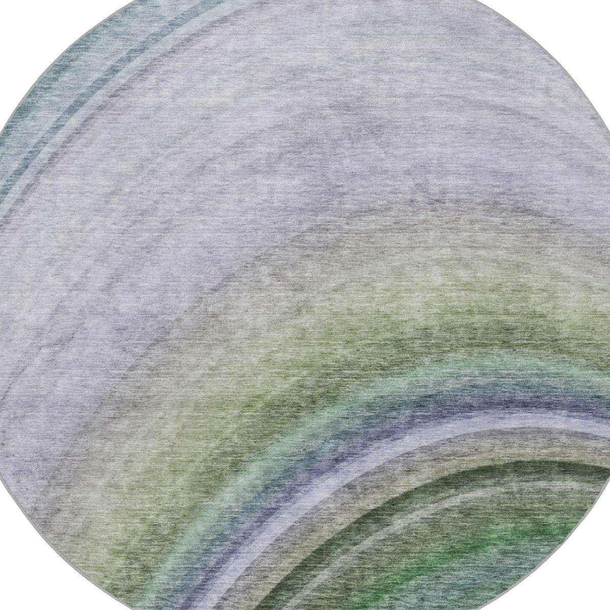 8' Teal And Green Abstract Shag Washable Round Rug With UV Protection - HomeRoots - Flyclothing LLC