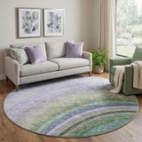 8' Teal And Green Abstract Shag Washable Round Rug With UV Protection - HomeRoots - Flyclothing LLC