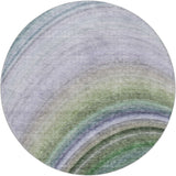 8' Teal And Green Abstract Shag Washable Round Rug With UV Protection - HomeRoots - Flyclothing LLC