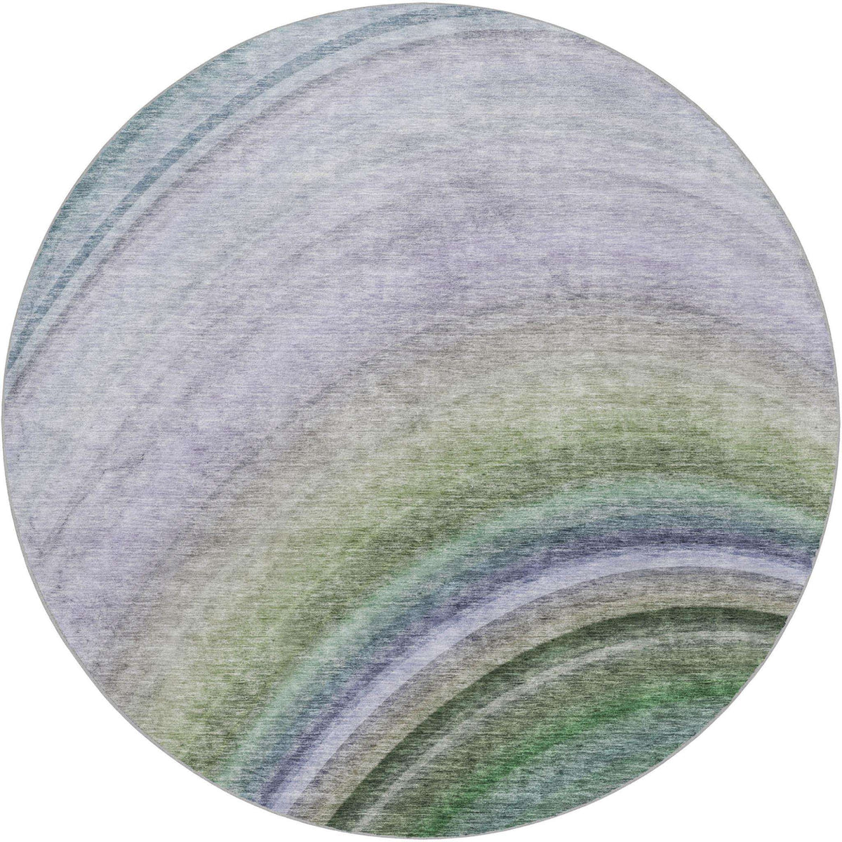 8' Teal And Green Abstract Shag Washable Round Rug With UV Protection - HomeRoots - Flyclothing LLC