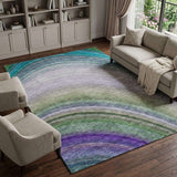 8' X 10' Teal And Green Abstract Shag Washable Area Rug With UV Protection - HomeRoots - Flyclothing LLC