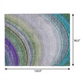 8' X 10' Teal And Green Abstract Shag Washable Area Rug With UV Protection - HomeRoots - Flyclothing LLC