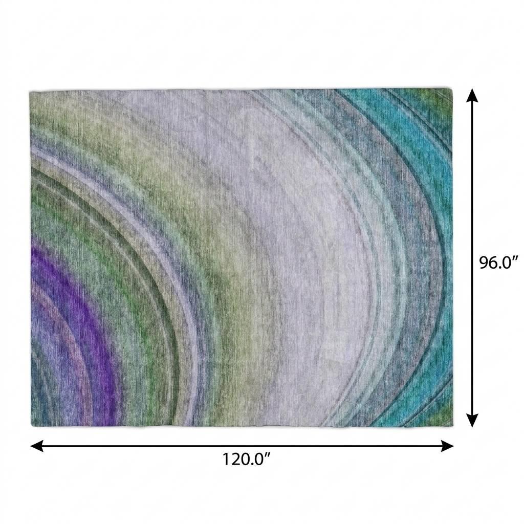8' X 10' Teal And Green Abstract Shag Washable Area Rug With UV Protection - HomeRoots - Flyclothing LLC