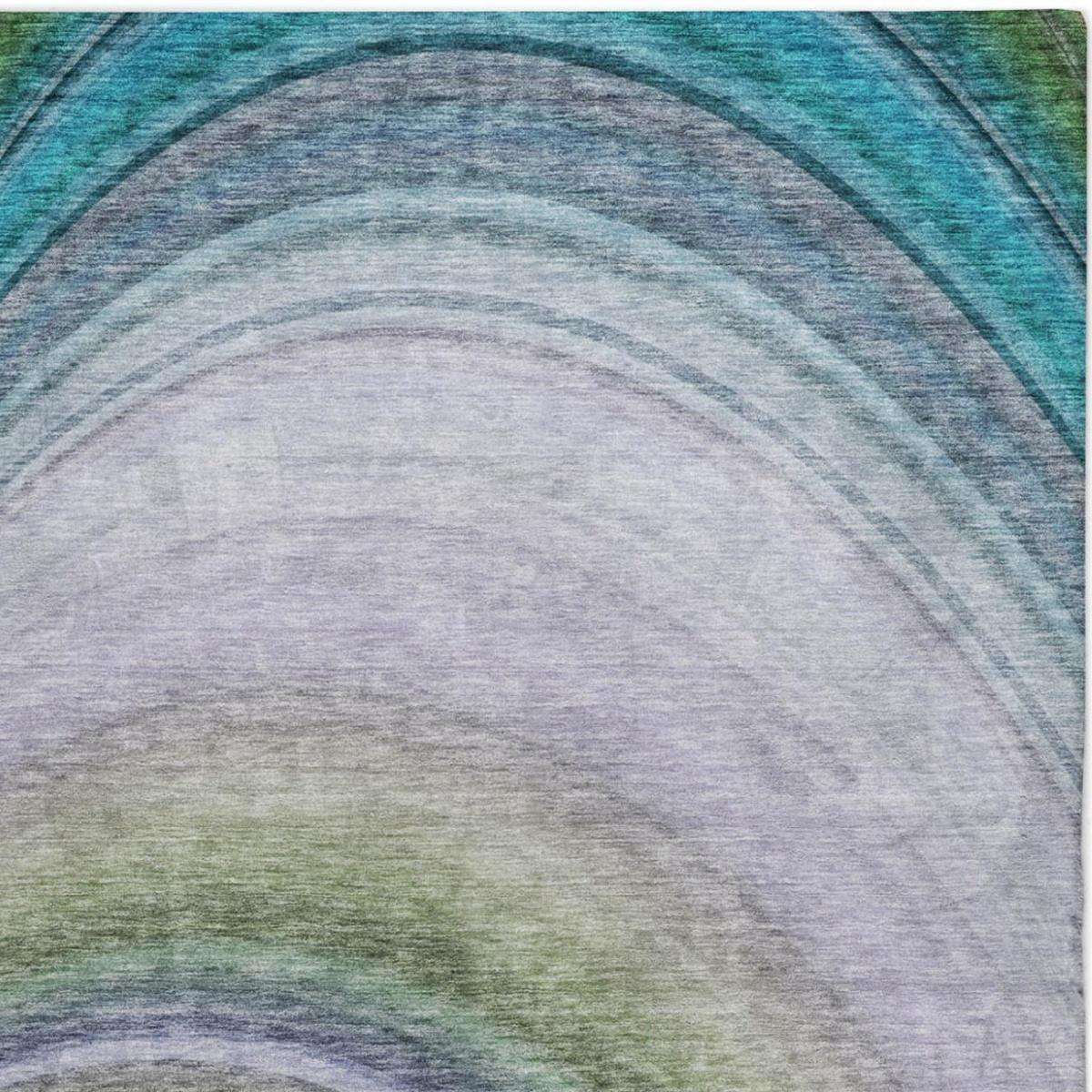 9' X 12' Teal And Green Abstract Shag Washable Area Rug With UV Protection - HomeRoots - Flyclothing LLC