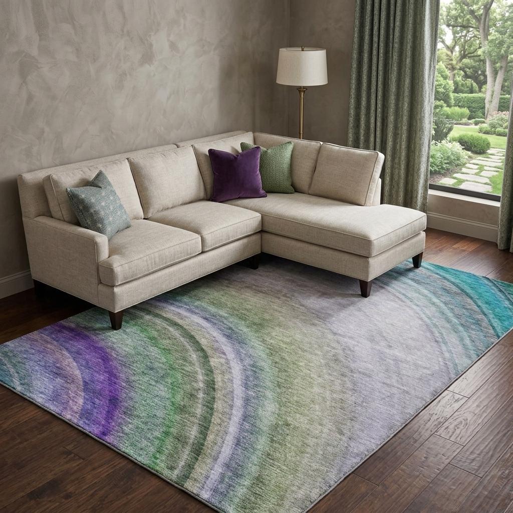 9' X 12' Teal And Green Abstract Shag Washable Area Rug With UV Protection - HomeRoots - Flyclothing LLC