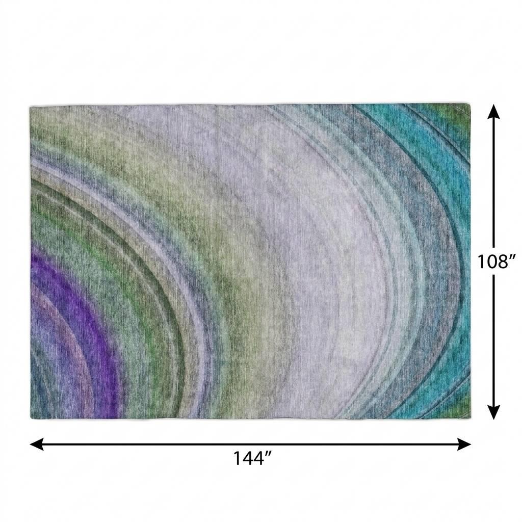 9' X 12' Teal And Green Abstract Shag Washable Area Rug With UV Protection - HomeRoots - Flyclothing LLC