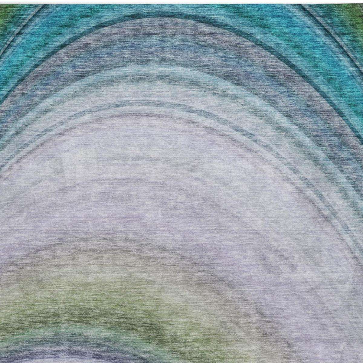 10' X 14' Teal And Green Abstract Shag Washable Area Rug With UV Protection - HomeRoots - Flyclothing LLC