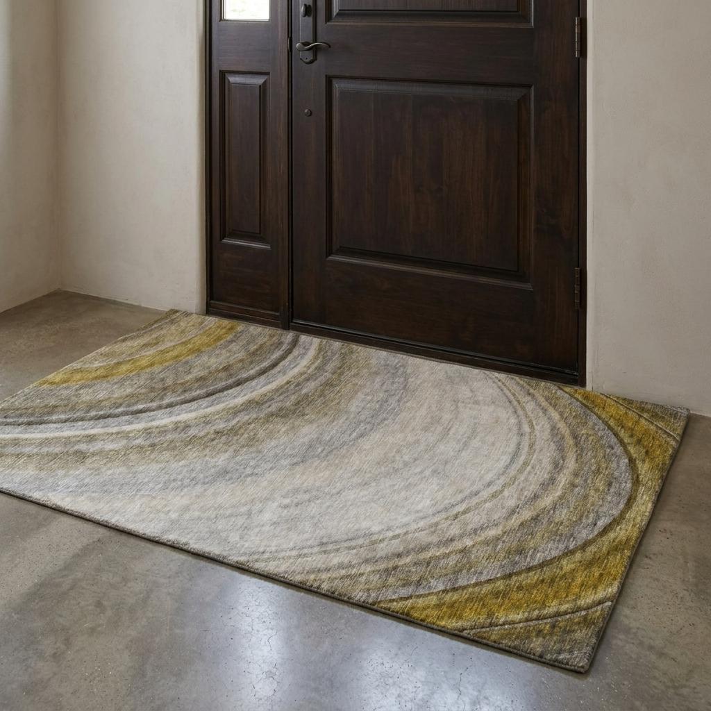 3' X 5' Taupe And Gray Abstract Shag Washable Area Rug With UV Protection - HomeRoots - Flyclothing LLC